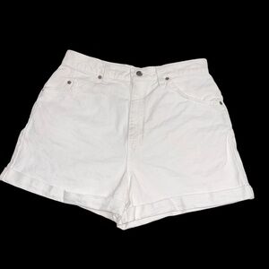 Levi's 954 Shorts Womens Sz 13 White Regular Fit High Rise Roll Cuff Orange Tab